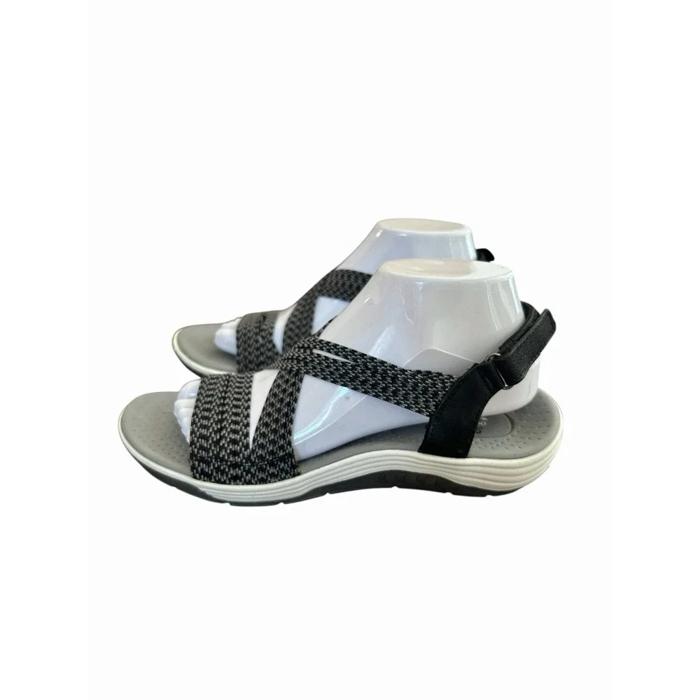 SKECHERS Reggae Cup Oh Snap Sport Sandal Women Size 8 Black Stretch Strappy